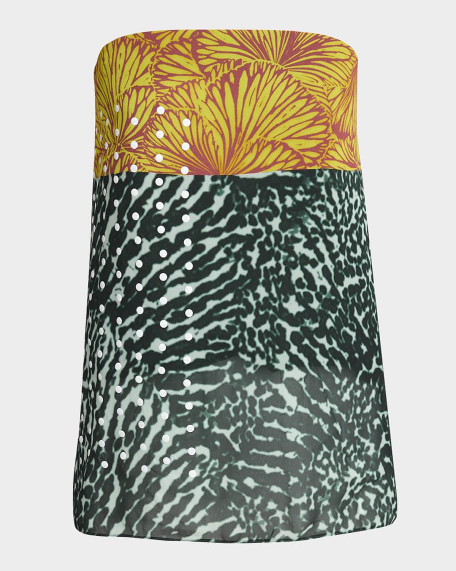 Dries Van Noten Coja Strapless Multi-Print Top | Neiman Marcus