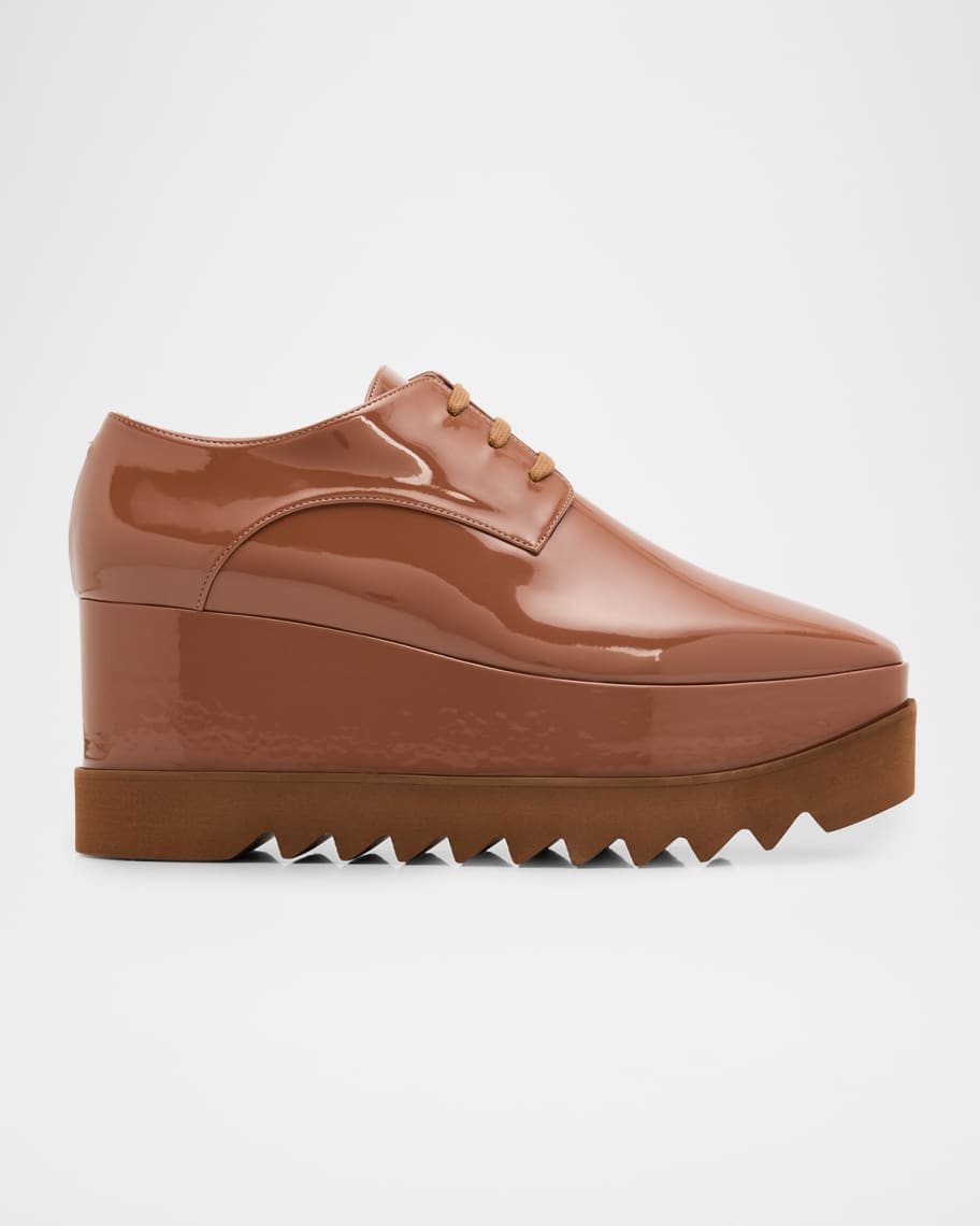 Stella McCartney　Elyse　エリスクラシック　37　ウッド Stella McCartney Elyse Shiny Patent Wedge Sneakers | Neiman Marcus