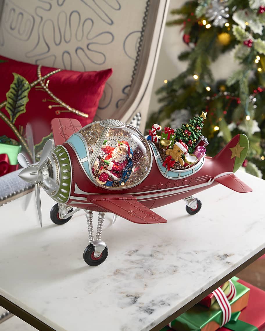 Neiman Marcus Santa's Plane Snow Globe Figurine