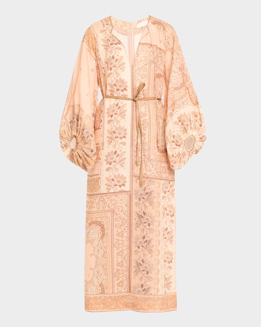 ZIMMERMANN Lucia Silk Embroidery ジマーマン Zimmermann Lucky Tunic Midi Dress | Neiman Marcus