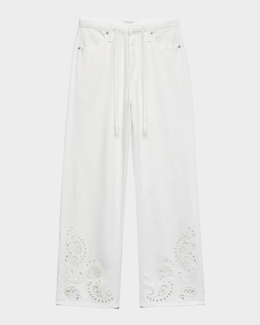 Rag & Bone Ultra Featherweight Phoebe Drawstring Embroidered Jeans