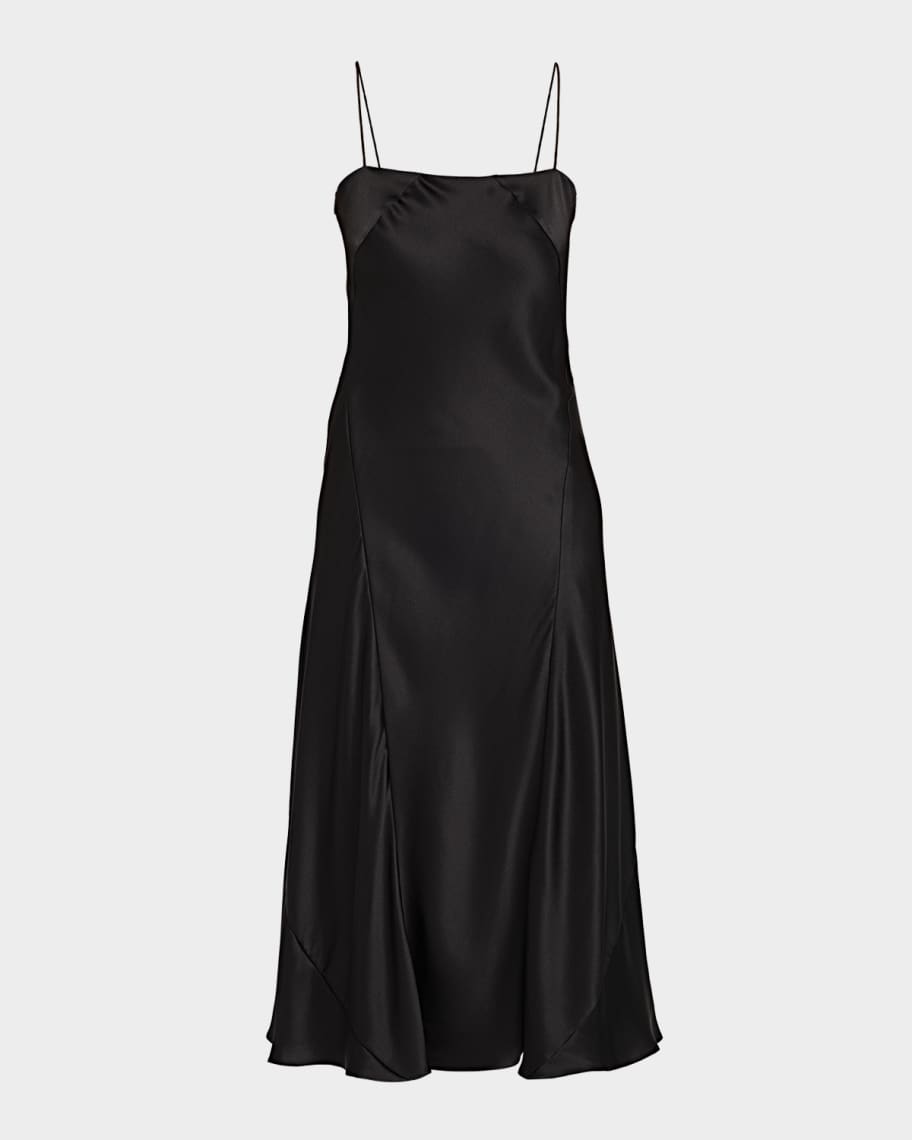 Giorgio Armani Double Silk Satin Spaghetti-Strap Midi Dress