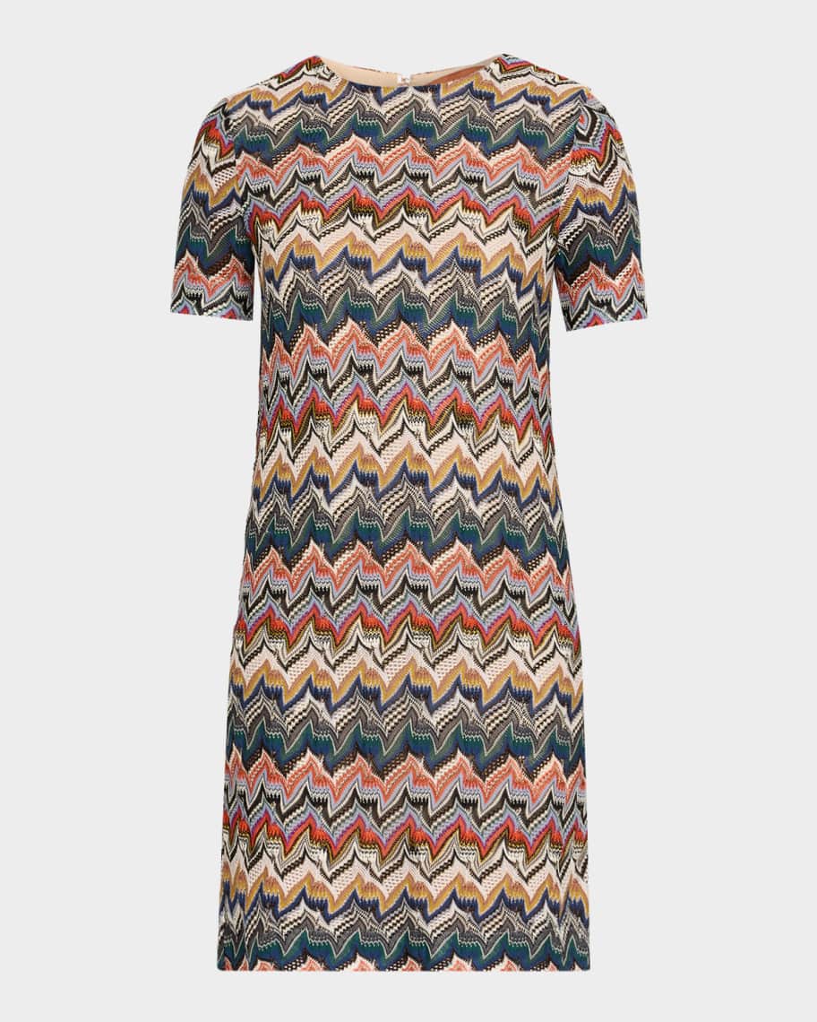 Missoni Metallic Zigzag Short-Sleeve Mini Dress | Neiman Marcus