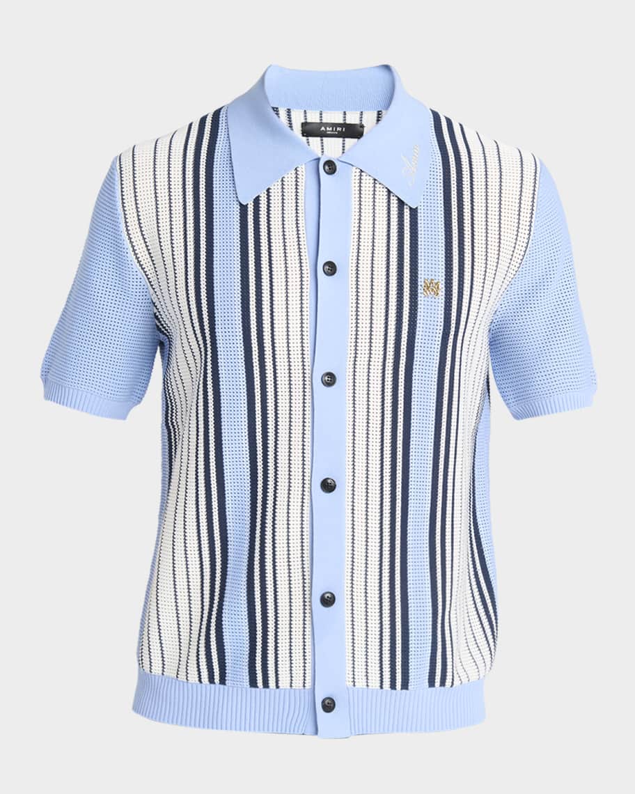 Amiri Men's Mesh Stripe Short-Sleeve Shirt | Neiman Marcus