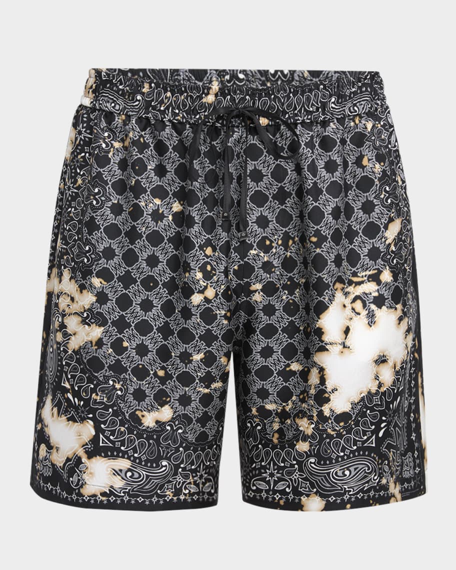 Amiri Men's Silk Bleach Bandana Pull-On Shorts | Neiman Marcus