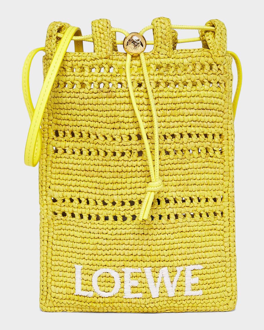 Loewe x Paula's Ibiza Drawstring Pocket Crossbody Bag in Raffia