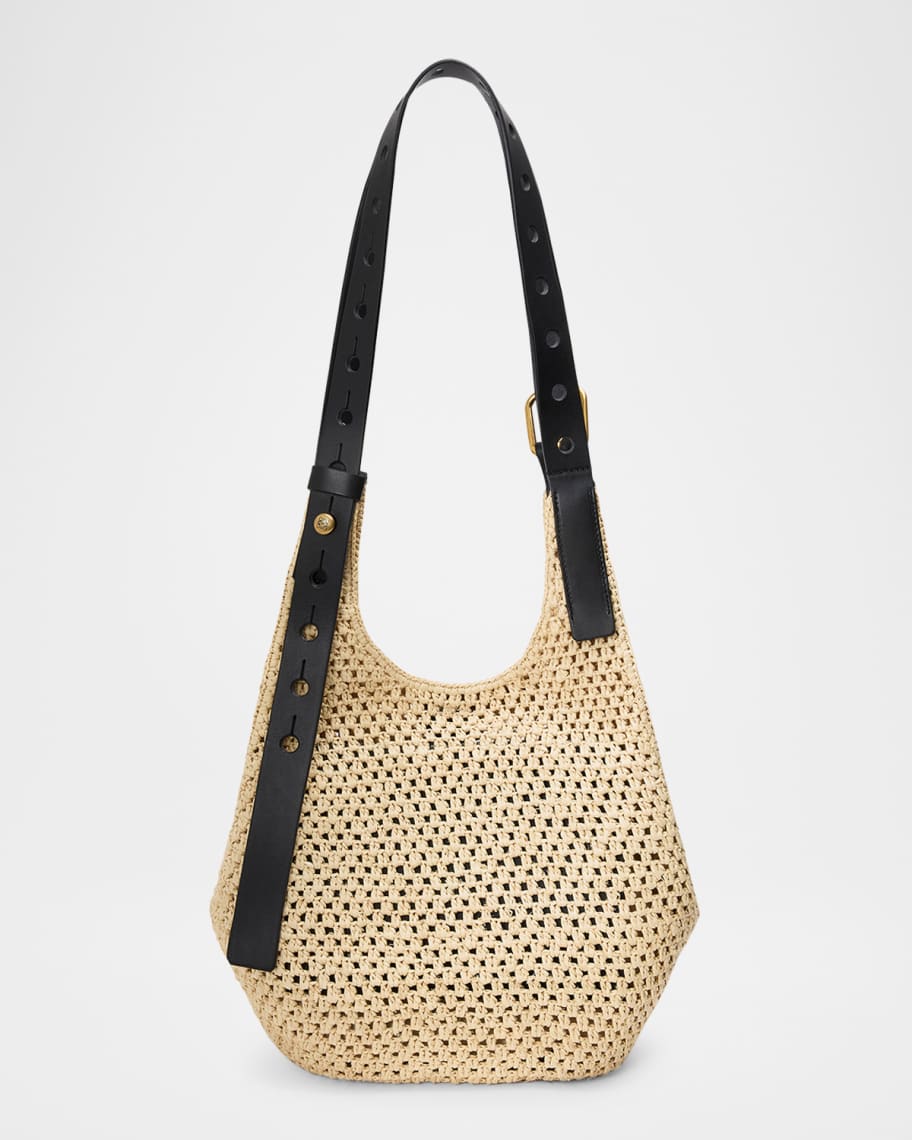 Loewe x Paula's Ibiza Small Punch Hole Hobo Bag in Raffia and