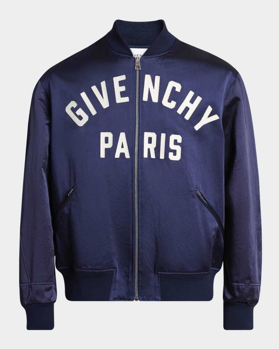 givenchy ボンバージャケット Givenchy Men's Satin Logo Bomber Jacket | Neiman Marcus