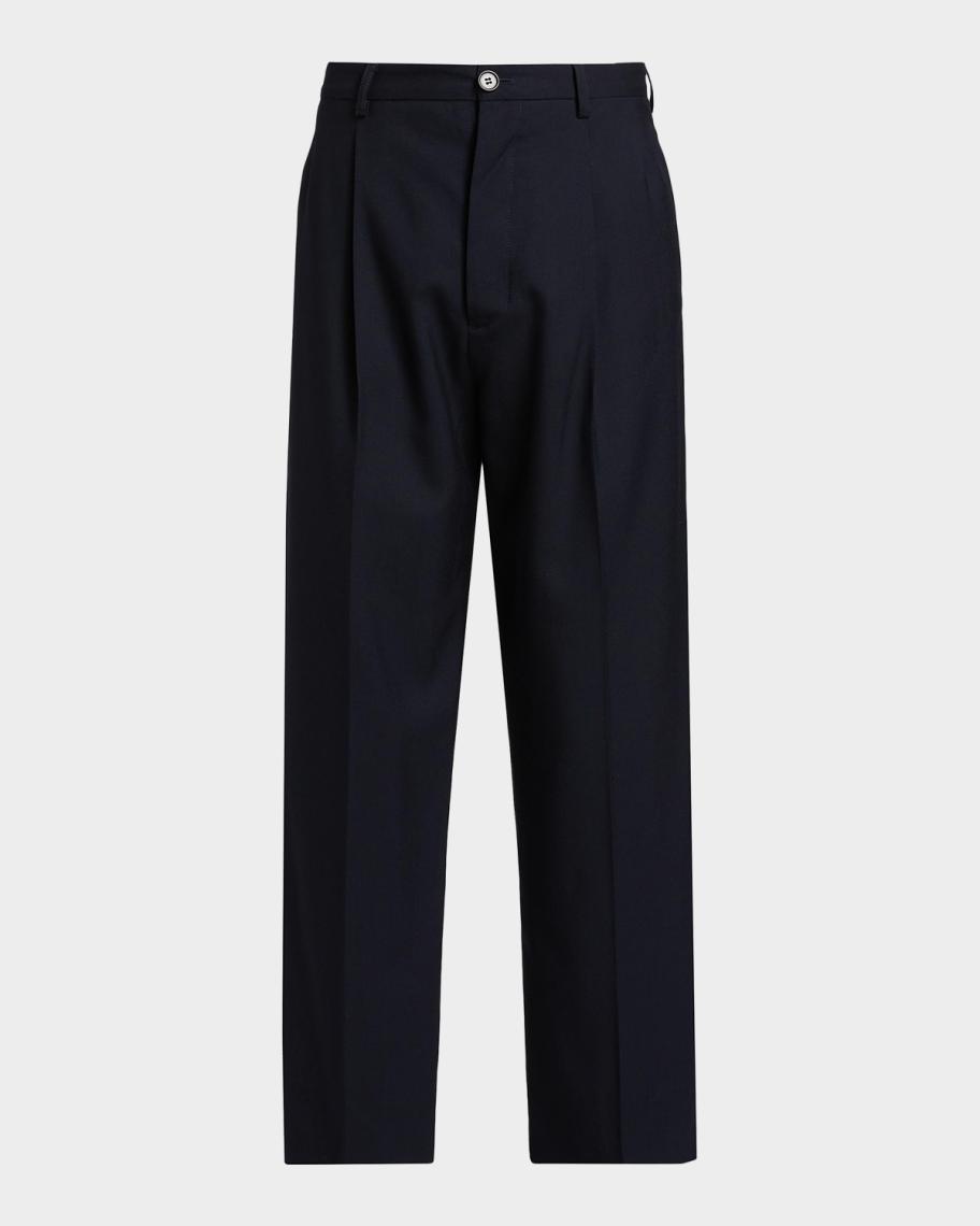 Marni Men's Tropical Wool Cropped Pleated Pants | Neiman Marcus