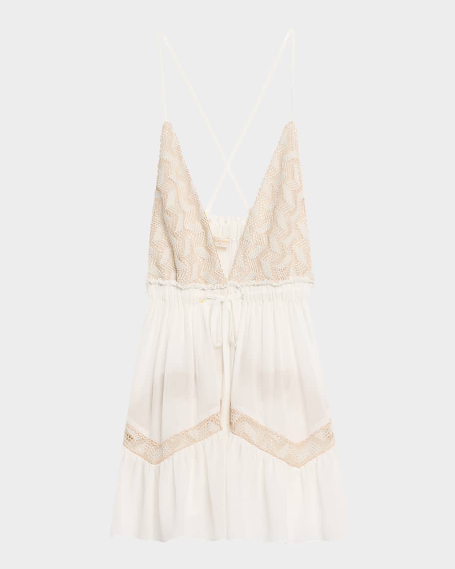 Ramy Brook Kerry Crochet-Trim Mini Dress | Neiman Marcus