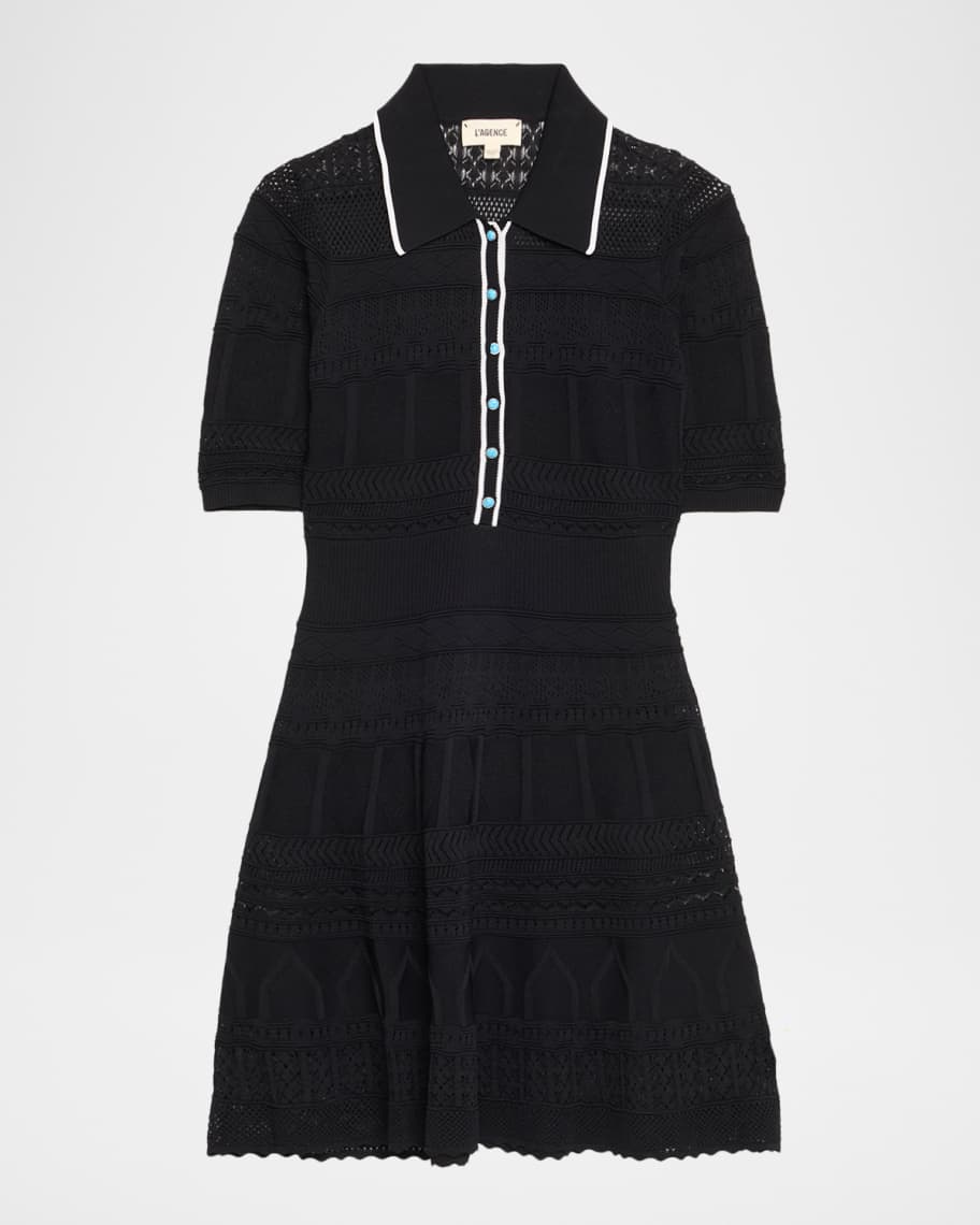 L'Agence Dakoa Collared Flare Mini Dress | Neiman Marcus