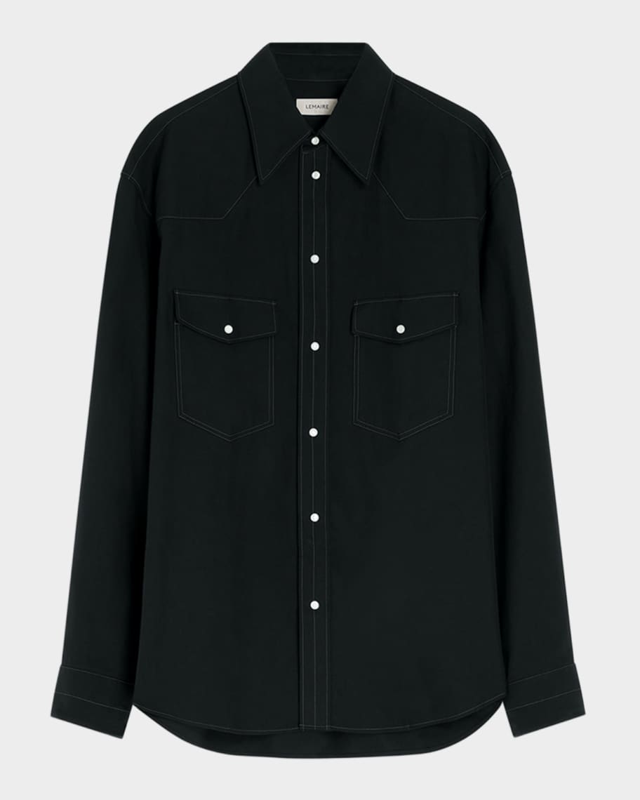 LEMAIRE Men's Cotton Twill Snap-Front Western Shirt | Neiman Marcus