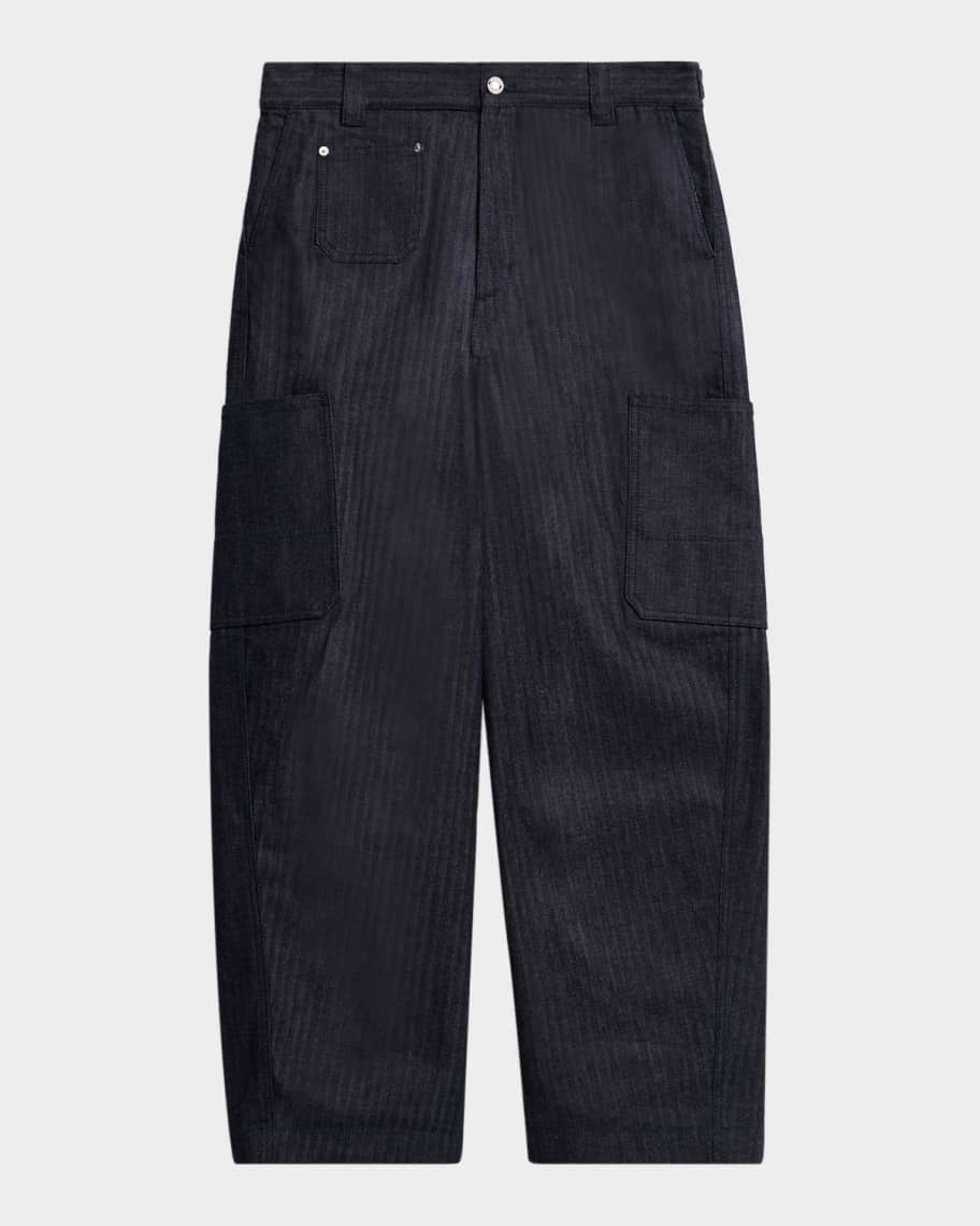 Givenchy Men's Denim Wide-Leg Cargo Pants | Neiman Marcus