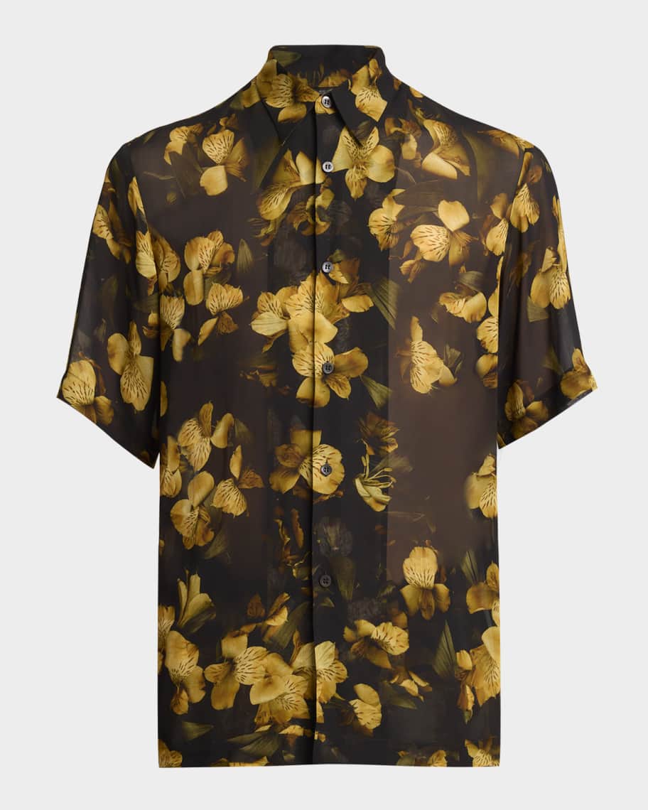 N*z様 DRIES VAN NOTEN Work S/S Shirt ライカ期 Dries Van Noten Men's Clasen Floral Viscose Short-Sleeve Shirt