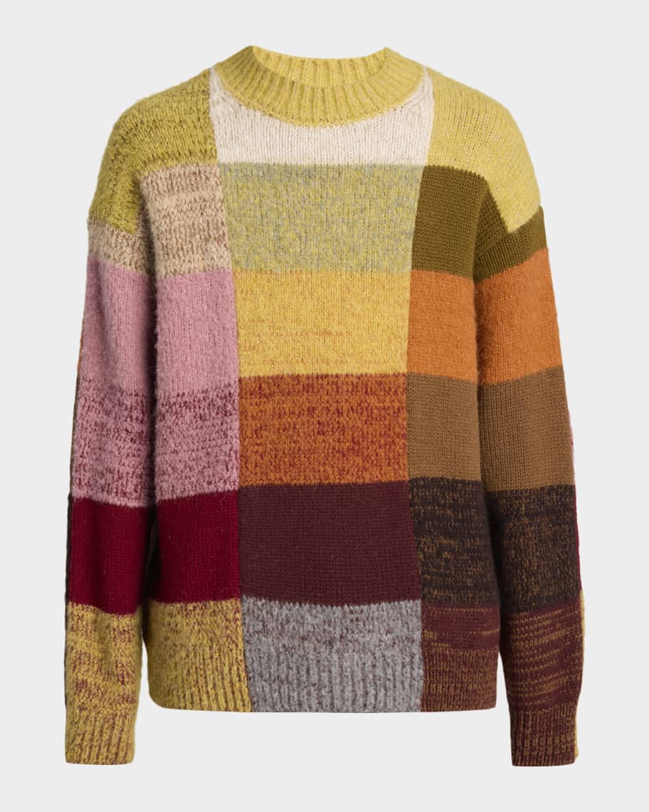 Dries Van Noten Men's Marti Color-Block Knit Crewneck Sweater