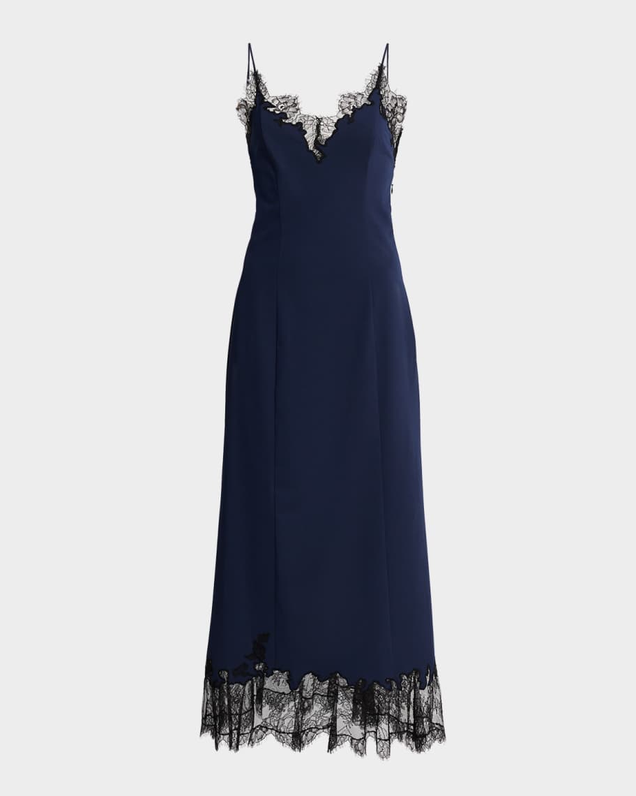 chinese dress ladies Dior Navy Polkadot Lace Slip Dress  Treasures of NYC