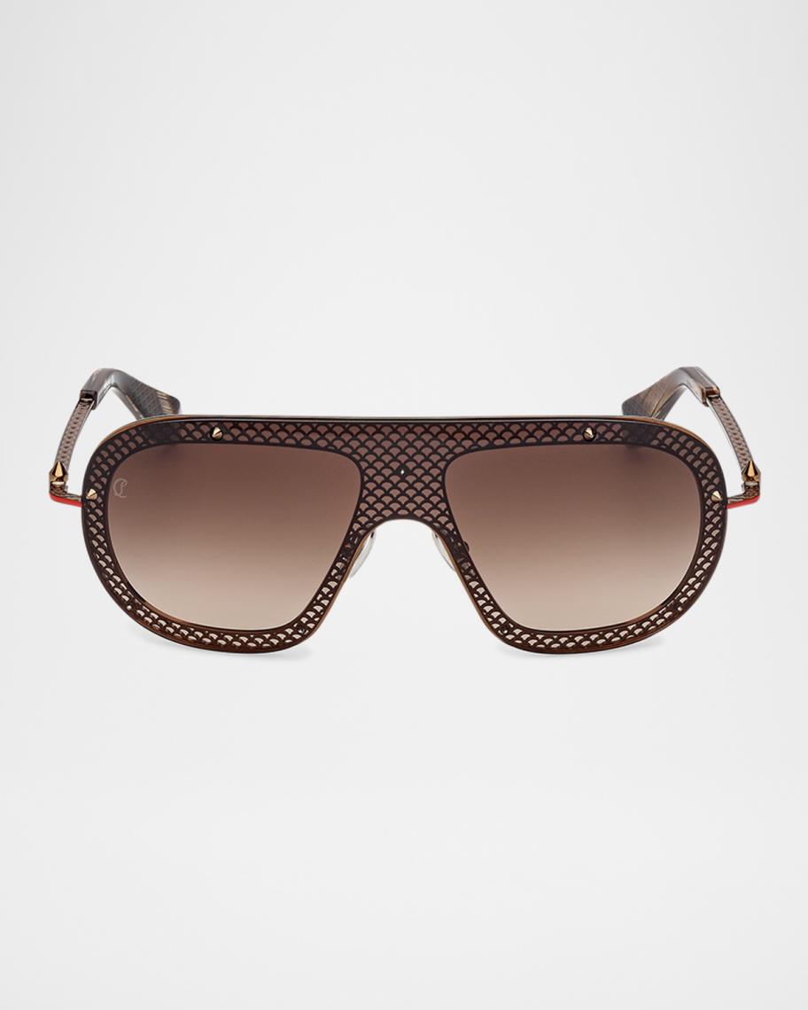 Christian Louboutin Studded Metal Shield Sunglasses | Neiman Marcus