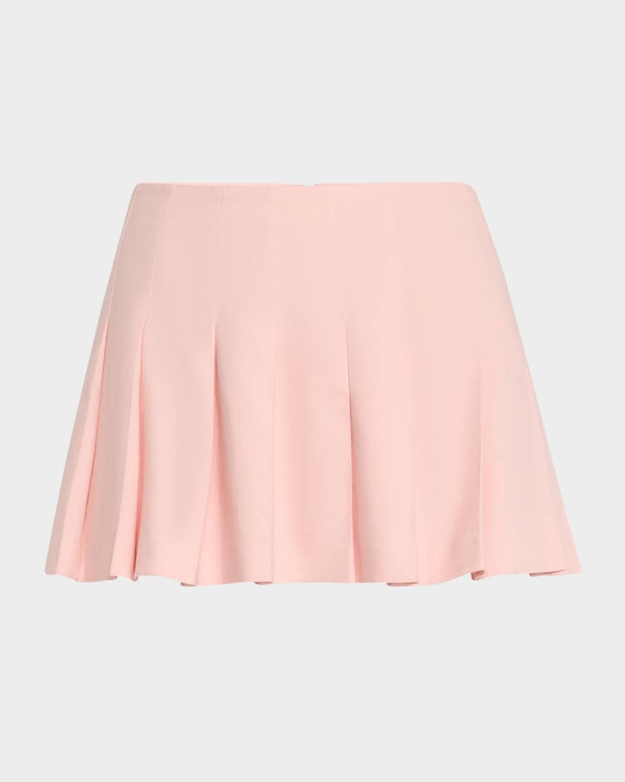 ALICE + OLIVIA Carter Low-Rise Pleated Mini Skirt | Neiman Marcus