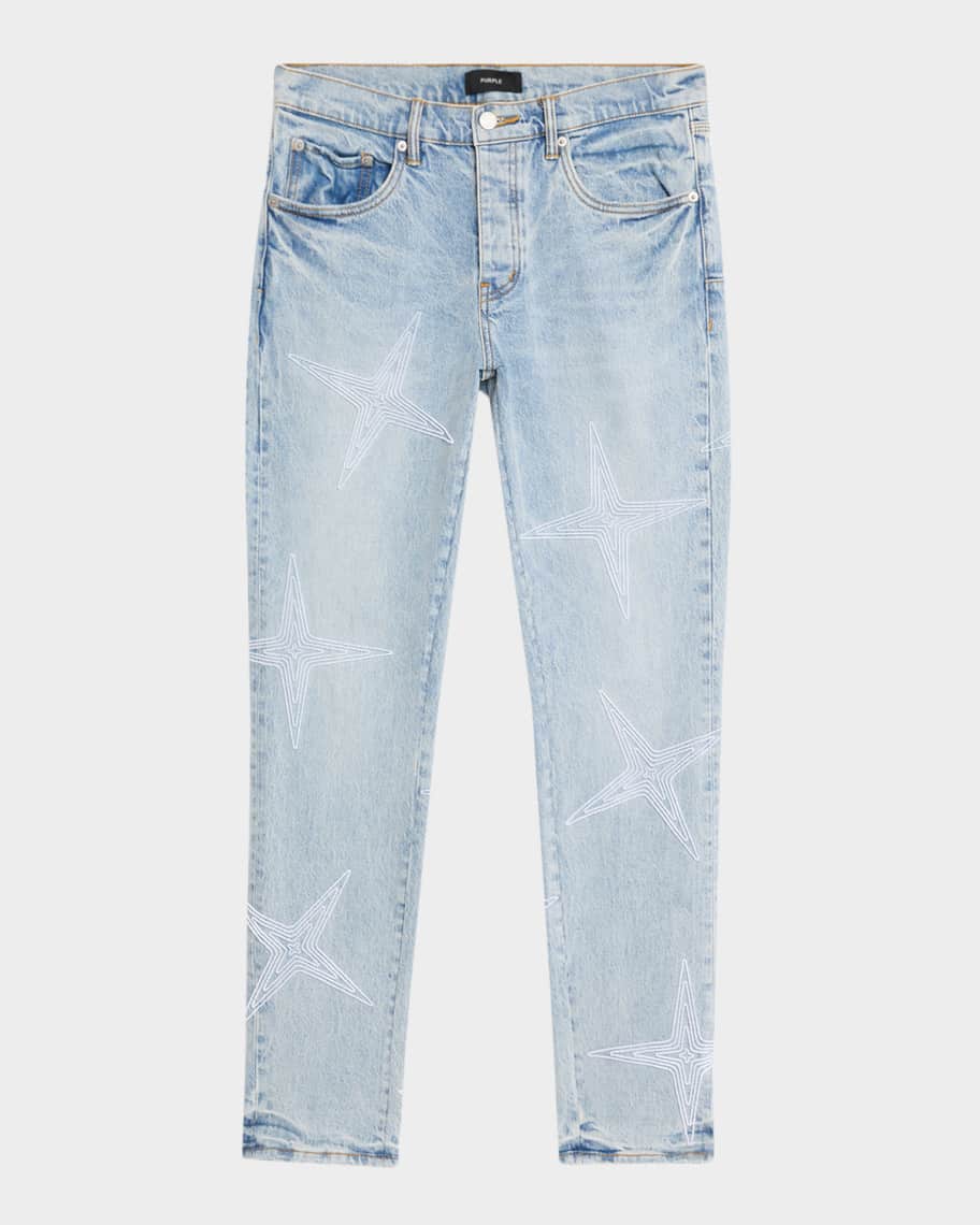 PURPLE Men's Tuft Stars Skinny Jeans | Neiman Marcus