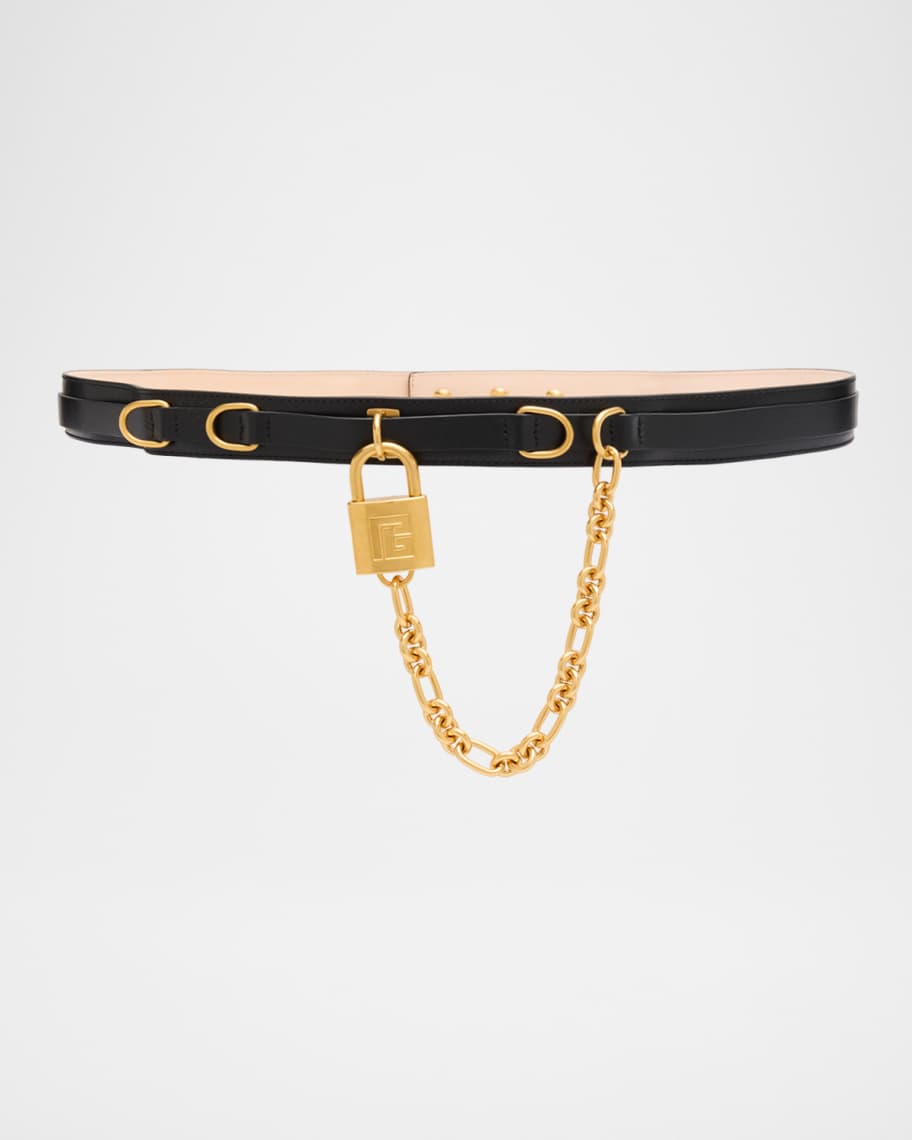 Balmain Sync Narrow Leather Belt | Neiman Marcus