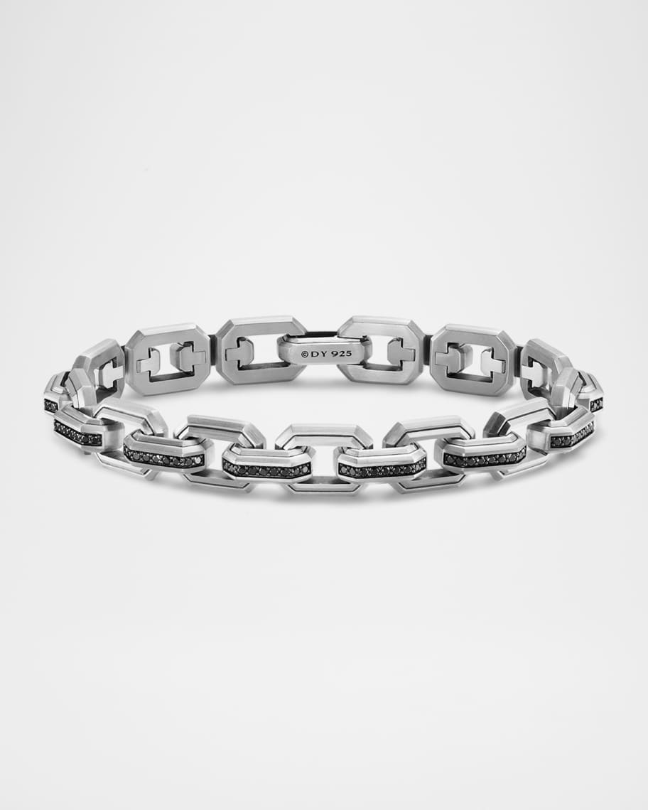David Yurman Men's Faceted Flat Link Bracelet in Silver with