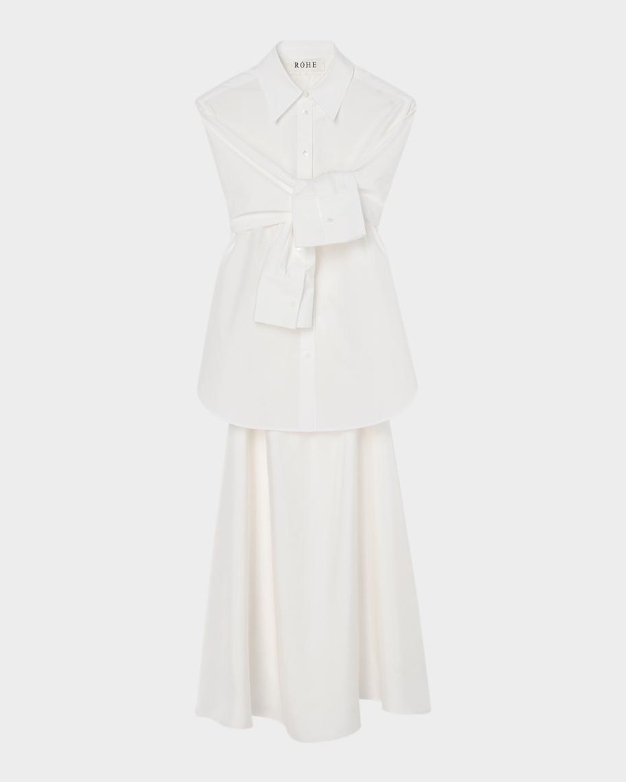 Rohe Silk-Poplin Combo Gilet Maxi Dress | Neiman Marcus