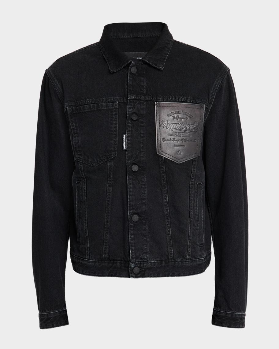 Dsquared2 Men's Jean Jacket with Leather Pocket | Neiman Marcus