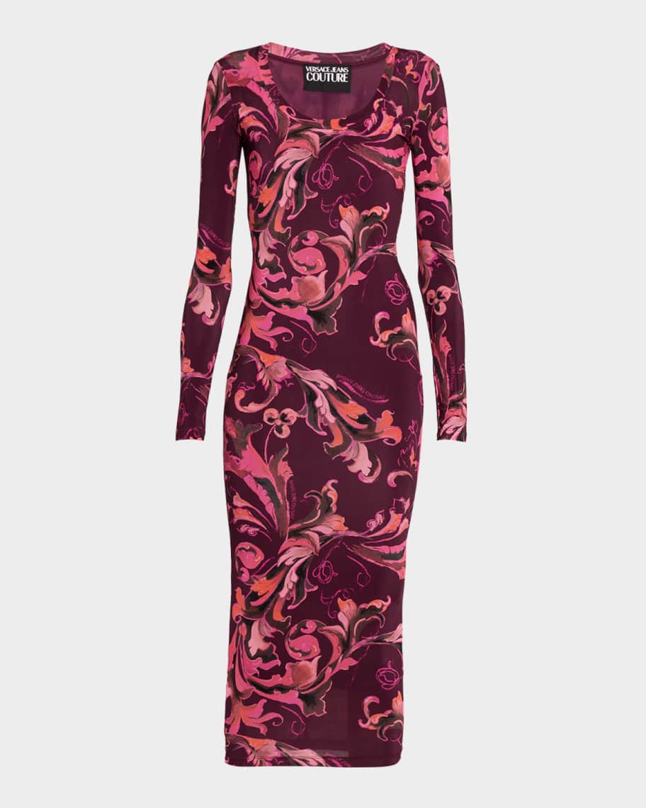 ワンピース VERSACE JEANS COUTURE dress Versace Jeans Couture Porcelain Barocco Bodycon Midi Dress