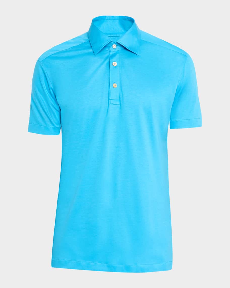Tシャツ・カットソー KITON Men Polo Shirts UNWM013K0702F0 3002 BLUE Kiton Men's Cotton Classic-Fit Polo Shirt | Neiman Marcus