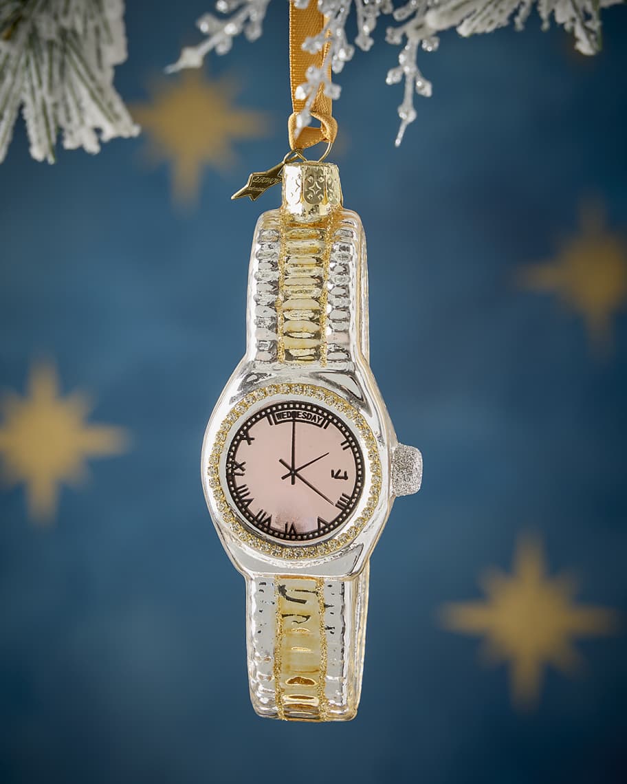 Vondels Silver and Gold Watch Christmas Ornament | Neiman Marcus