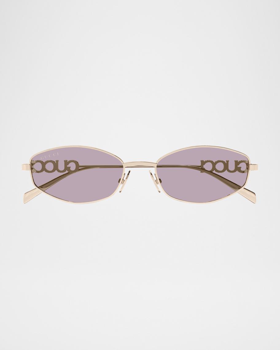 Gucci GG1802S Oval Metal Sunglasses | Neiman Marcus display picture 1