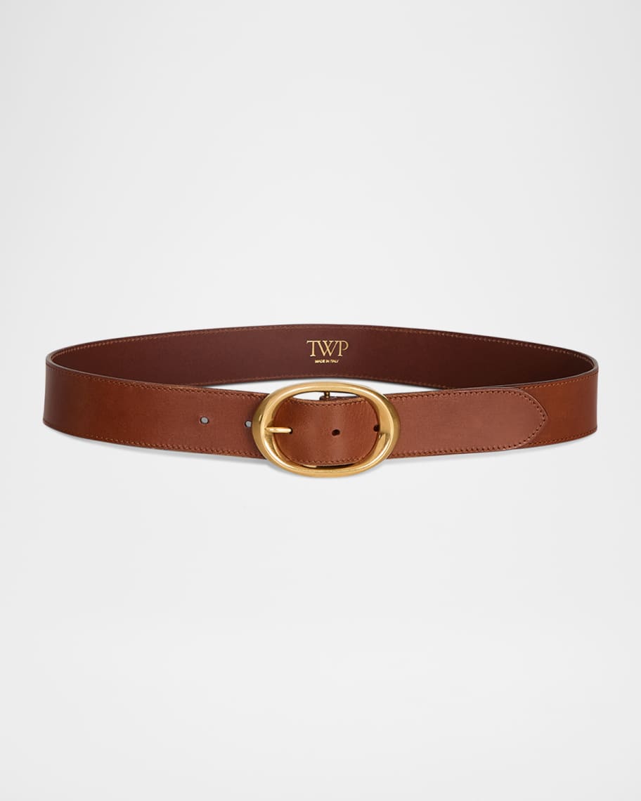 【2plan】[premium] signature oval real leather belt Kim White - Classic Black Leather Silver Oval Buckle Belt