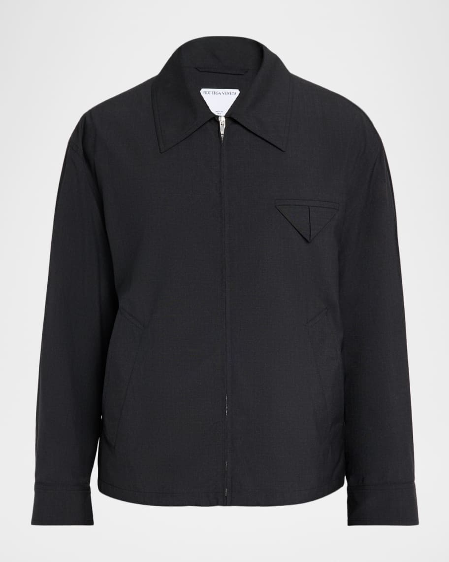 Bottega Veneta Men's Wool Triangle-Pocket Full-Zip Blouson