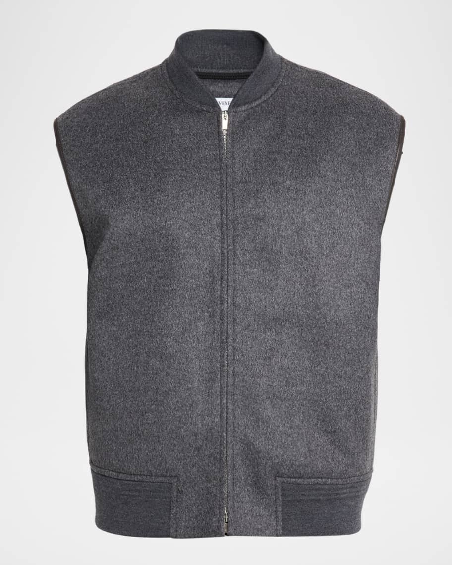 BOTTEGA VENETA テニムシャケット長袖 813497V42W0 4715MIDBLUE Bottega Veneta Men's Leather Trim Double-Face Wool Gilet