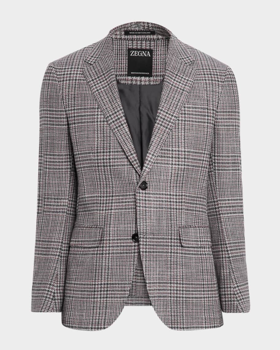 ZEGNA Men's Glen Plaid Winter Crossover Notch-Lapel Sport Coat