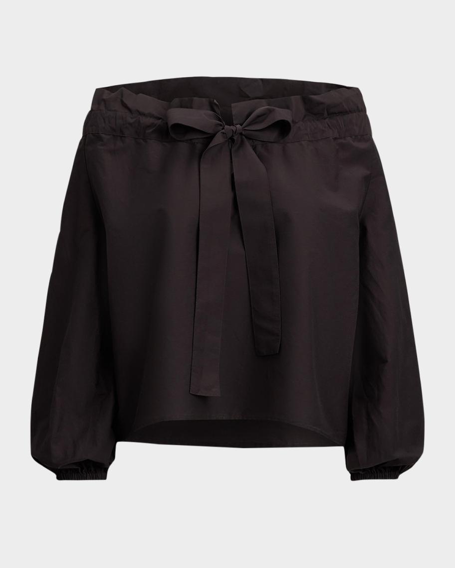 Polo Ralph Lauren Ruffle-Collar Cotton-Silk Blouse | Neiman Marcus