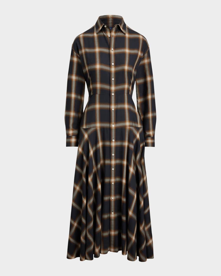 slim fit dress slacks Etro Wool Plaid Studded Dress