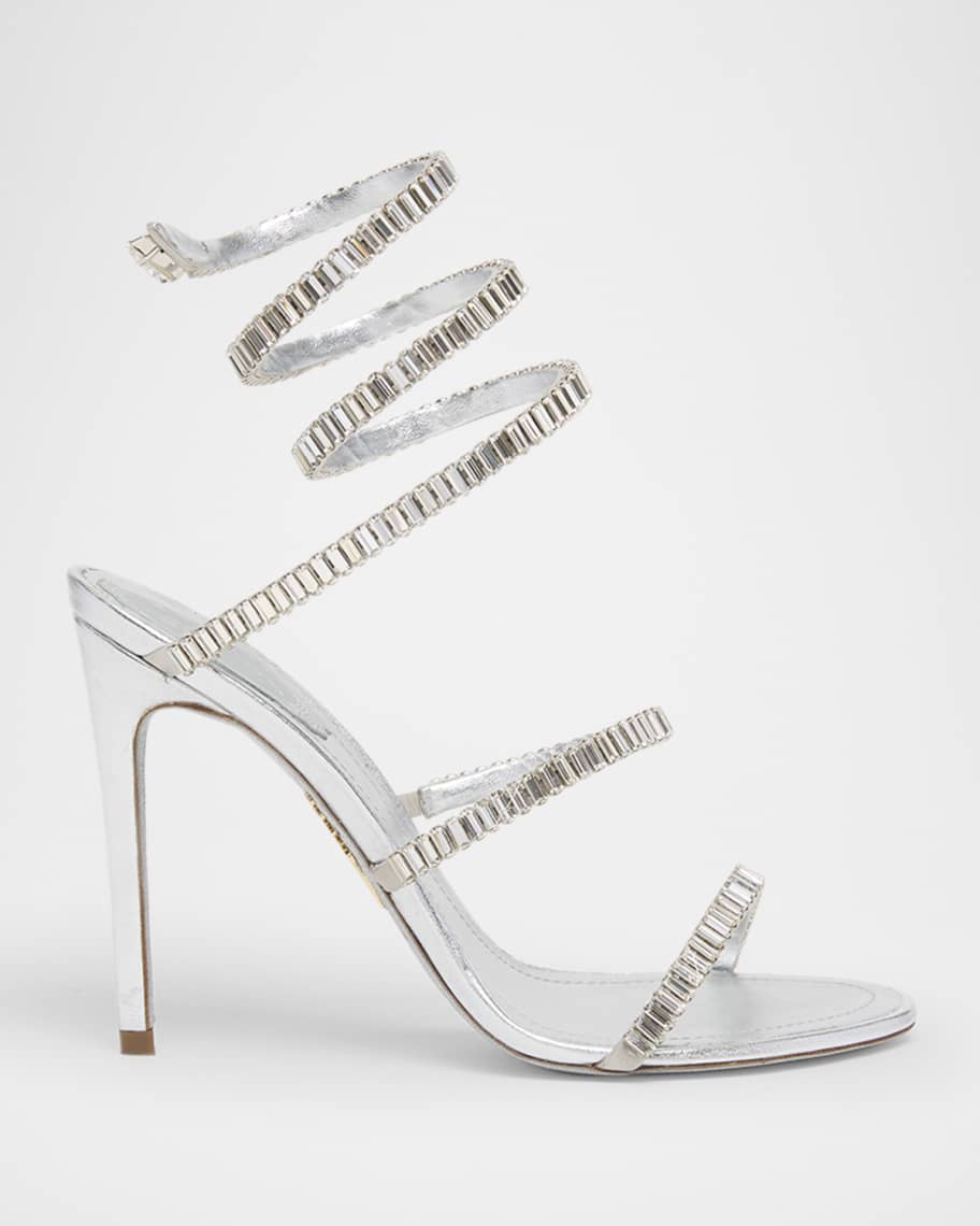 日本入手困難【RENE CAOVILLA】パンプス Rene Caovilla Metallic Leather Strass Snake Ankle Wrap Sandals