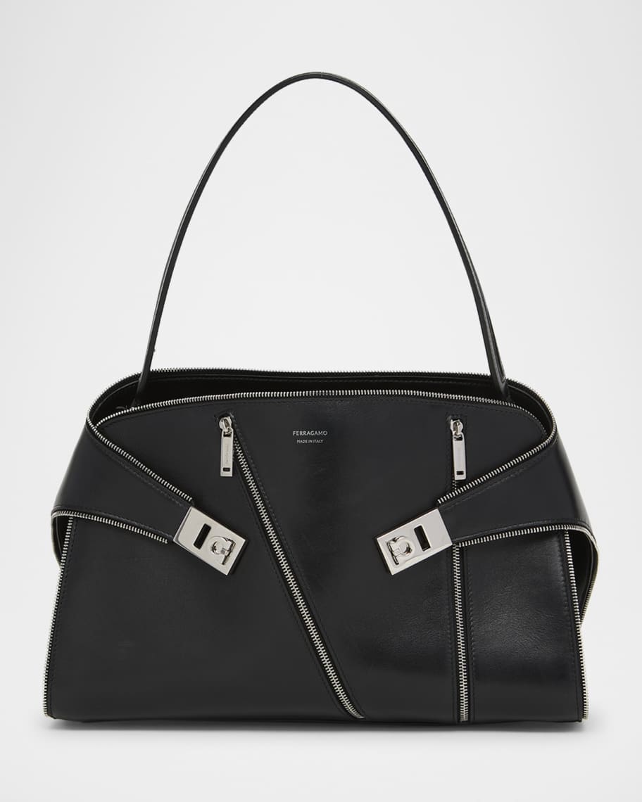 Ferragamo Hug Multi-Zip Leather Crossbody Bag | Neiman Marcus