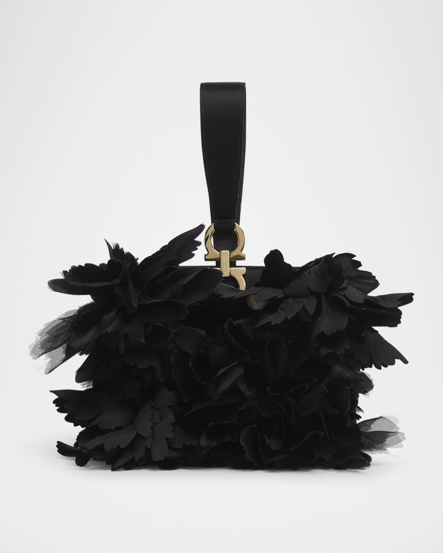 Ferragamo Floral Applique Leather Wristlet