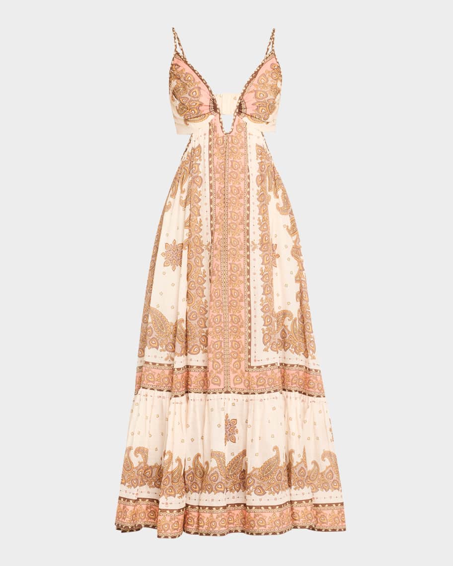 ワンピース Zimmermann SS25 'Maxine Plunge Maxi' dress (1746DRS254 ORP) Zimmermann Maxine Plunge Maxi Dress | Neiman Marcus