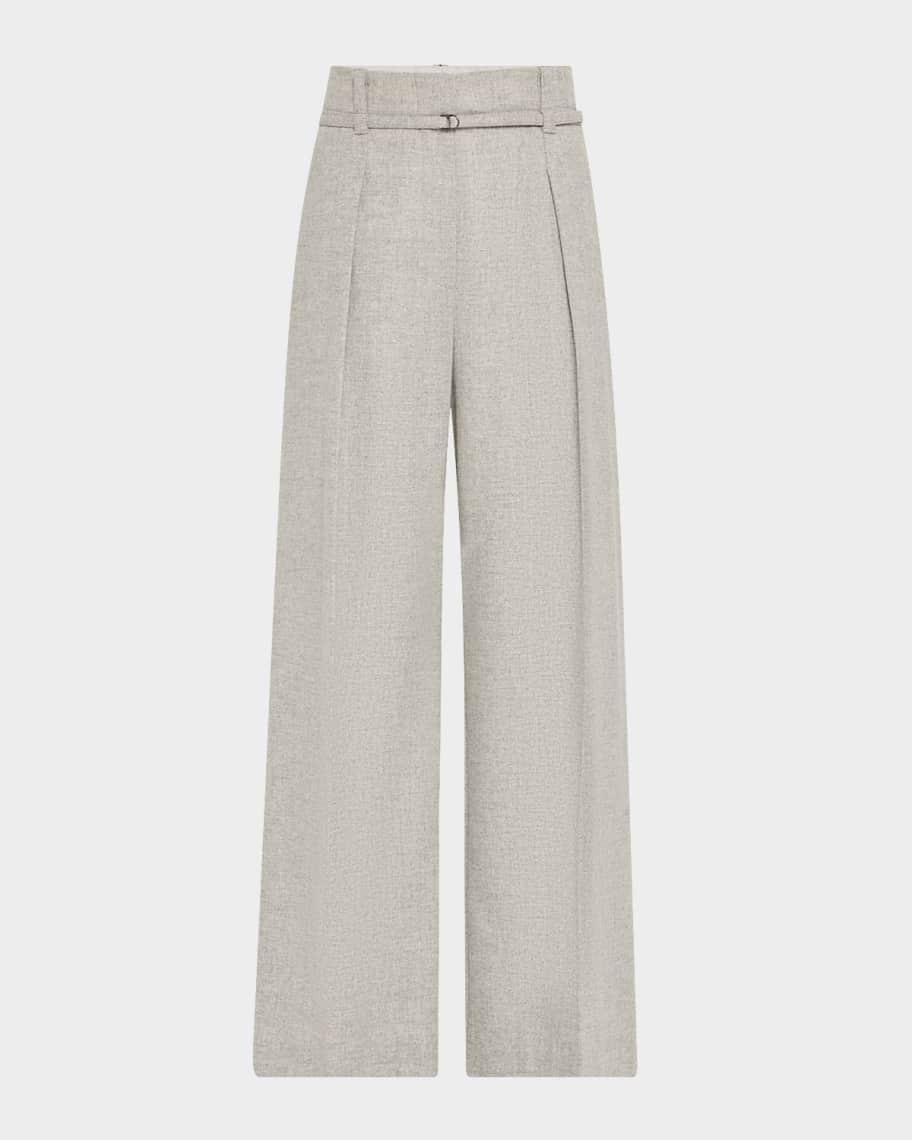 パンツ BRUNELLO CUCINELLI Tropical Luxury Wool Loose Trousers Brunello Cucinelli Tropical Wool Straight-Leg Tailored