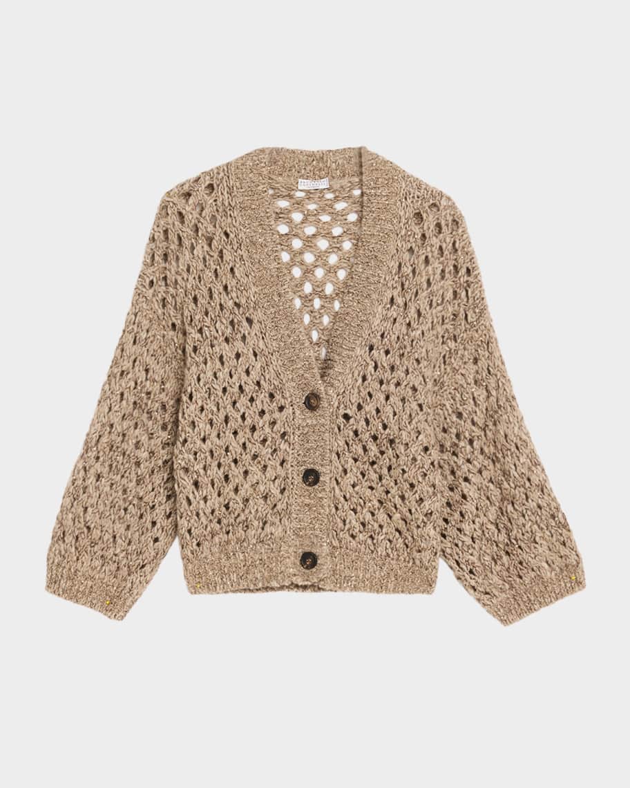BRUNELLO CUCINELLI ベージュ カーディガン Brunello Cucinelli Oversized Shimmer Open Knit Cardigan