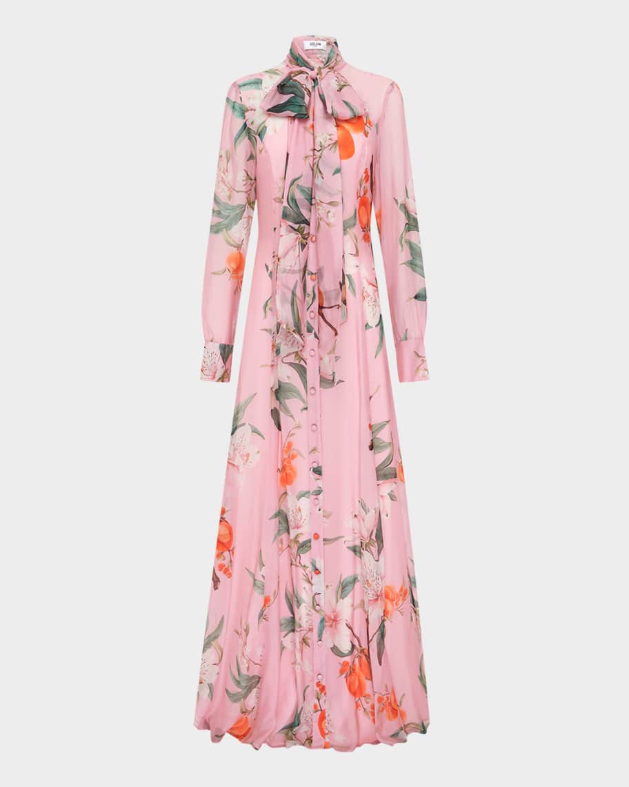 Lilith Floral & Fruit-Print Maxi Shirt Gown