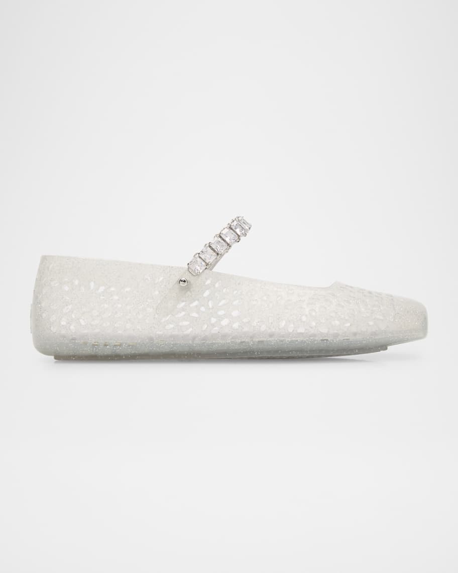 Jimmy Choo The Jelly Glitter Crystal-Strap Ballerina Flats