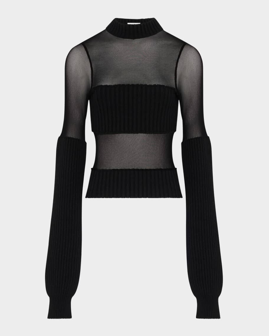 美品 Jean Paul GAULTIER ニット ベスト カットソー Jean Paul Gaultier Mesh Cutout Ribbed Long Sleeve Sweater