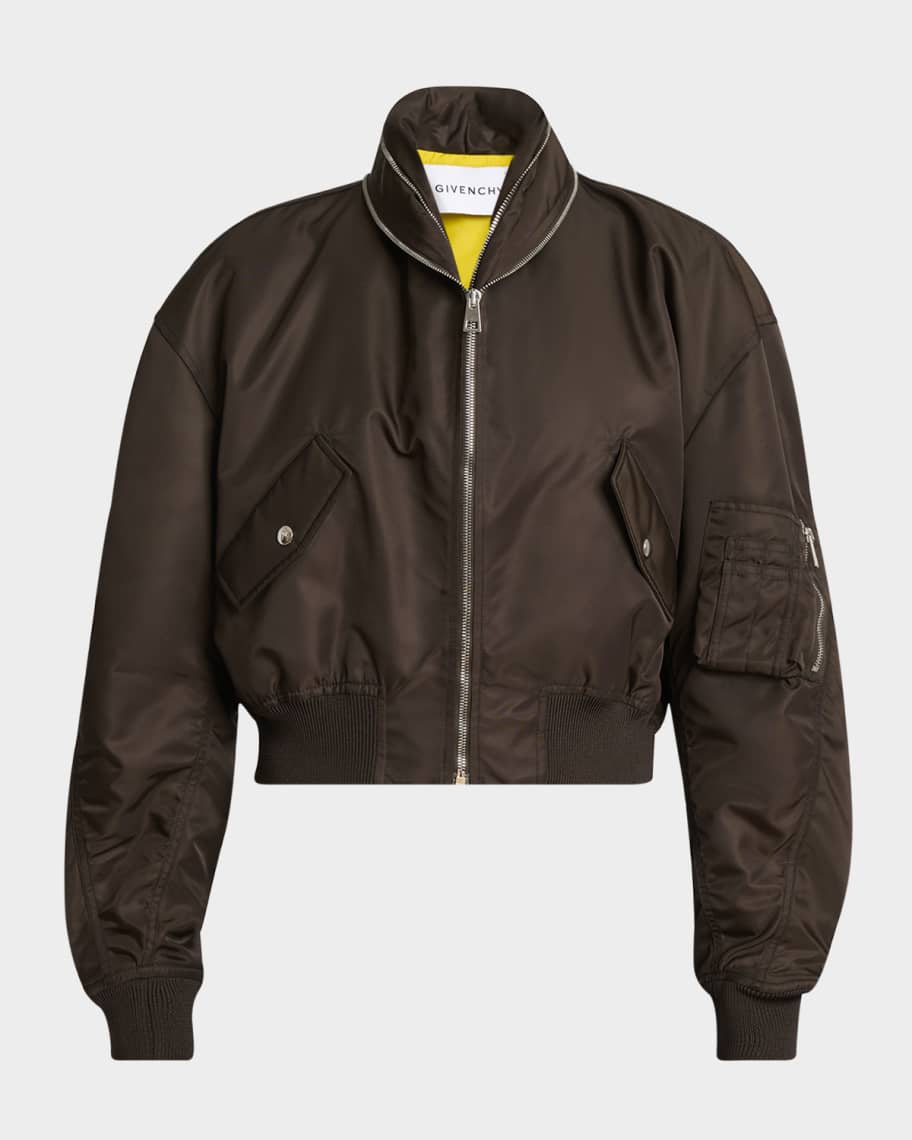 Givenchy Zipped Double Shawl-Collar Crop Bomber | Neiman Marcus