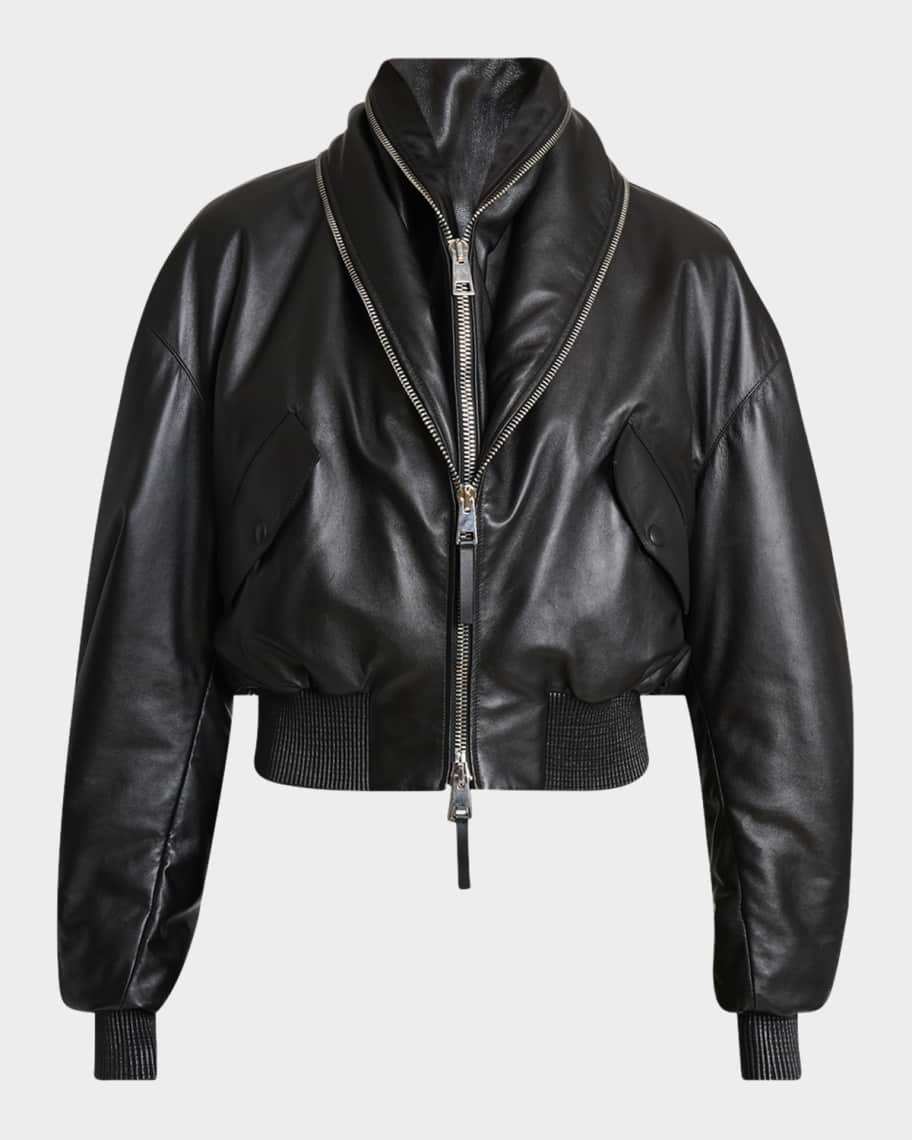 【関税＆送料込み】Givenchy Cropped Biker Jacket Givenchy Double Shawl-Collar Leather Crop Bomber Jacket