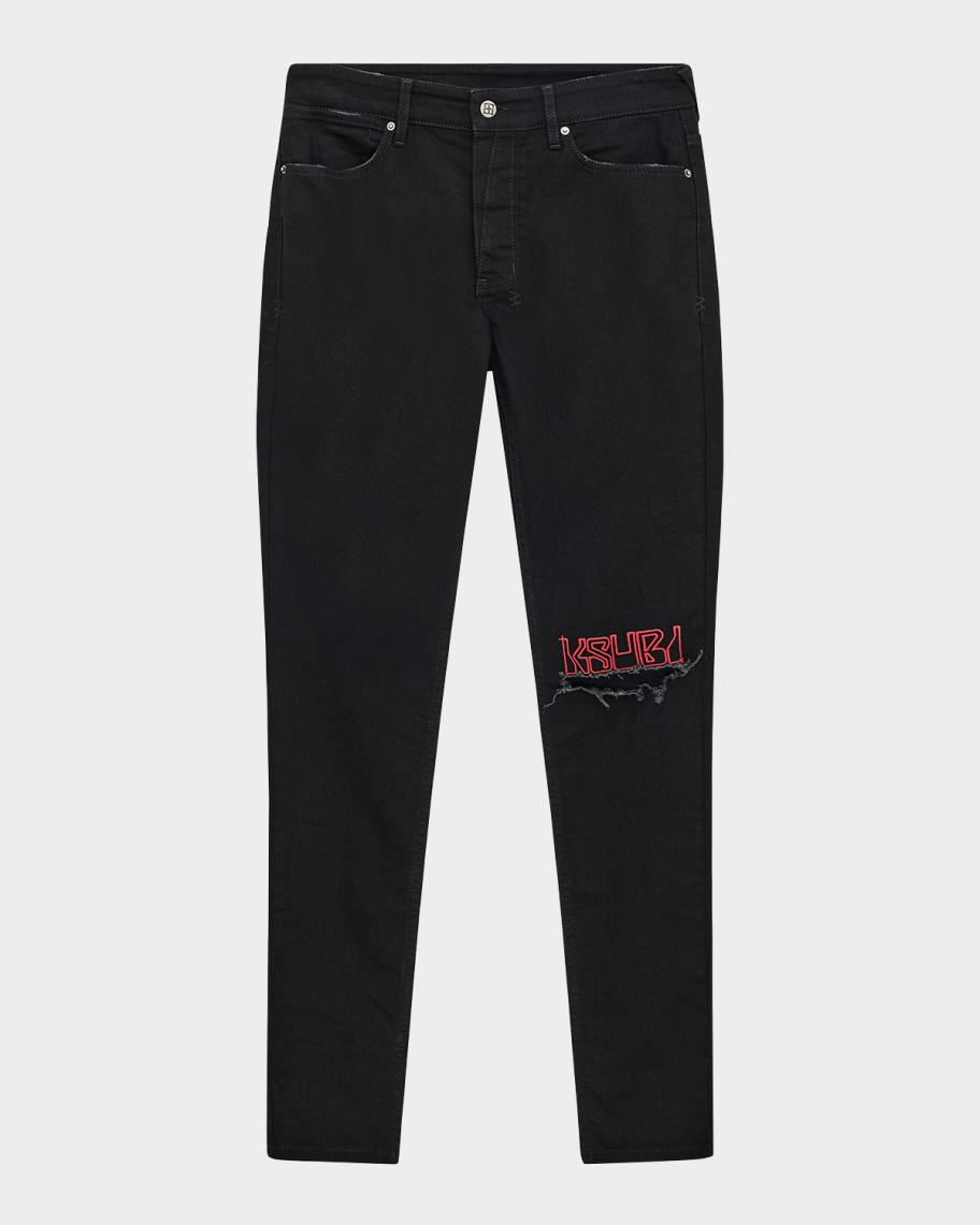 Ksubi Men's Van Winkle Laid Black Sting Skinny Jeans | Neiman Marcus