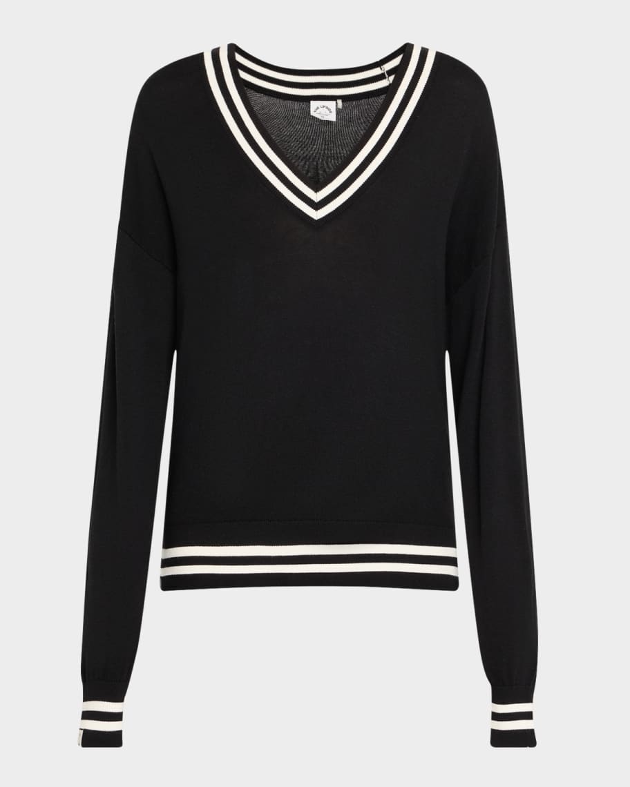 digne V neck knit black ディニュ The Upside Duet V-Neck Knit Sweater | Neiman Marcus